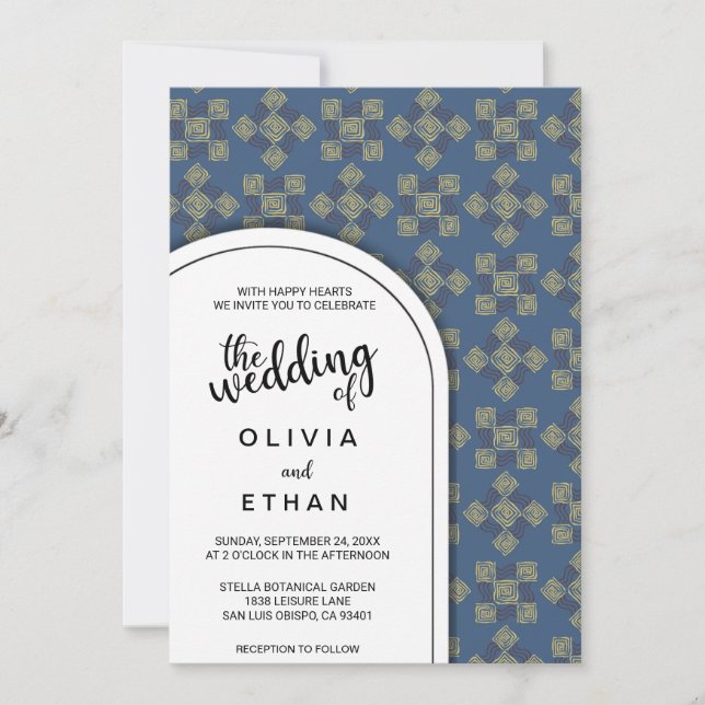 Elegante patrón de moda rústico Boda Invitación (Anverso)