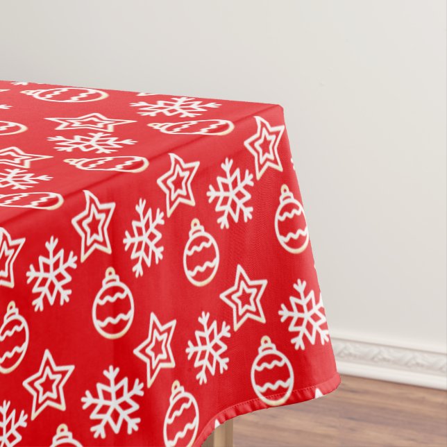 Elegante patrón de Navidad en mantel rojo (In Situ)