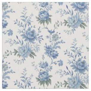 Elegante Patrón de tela azul de Chinoiserie floral