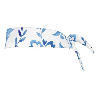 Elegante Patrón Floral Azul Monograma Vintage