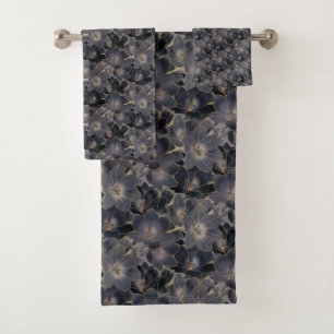 Elegante patrón floral azul y gris de la marina