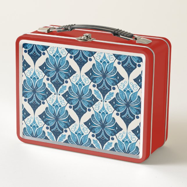 Elegante patrón floral boho en azul (Anverso)