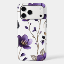 Elegante patrón floral botánico 3D púrpura y dorad