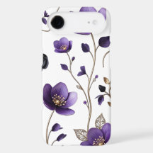 Elegante patrón floral botánico 3D púrpura y dorad