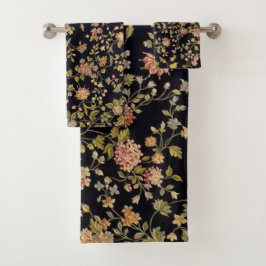 Elegante patrón floral botánico negro