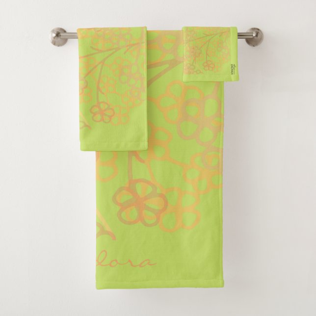 Elegante Patrón floral de abstrato verde dorado (In situ)