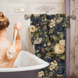 Elegante patrón floral de crema azul