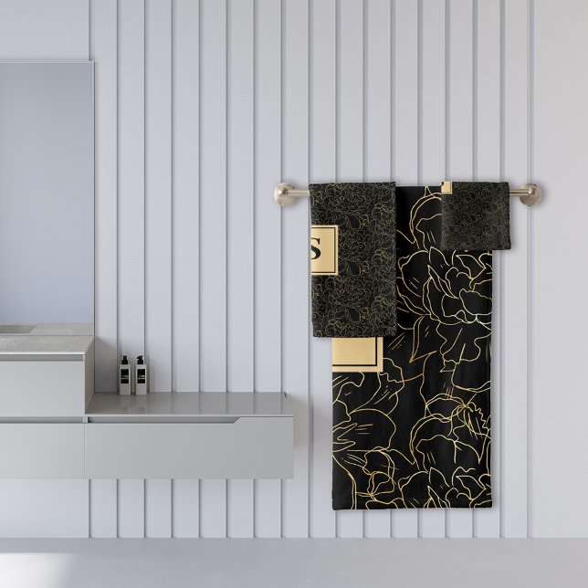 Elegante patrón floral de oro negro (Subido por el creador)