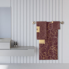 Elegante patrón floral de oro rojo otoño