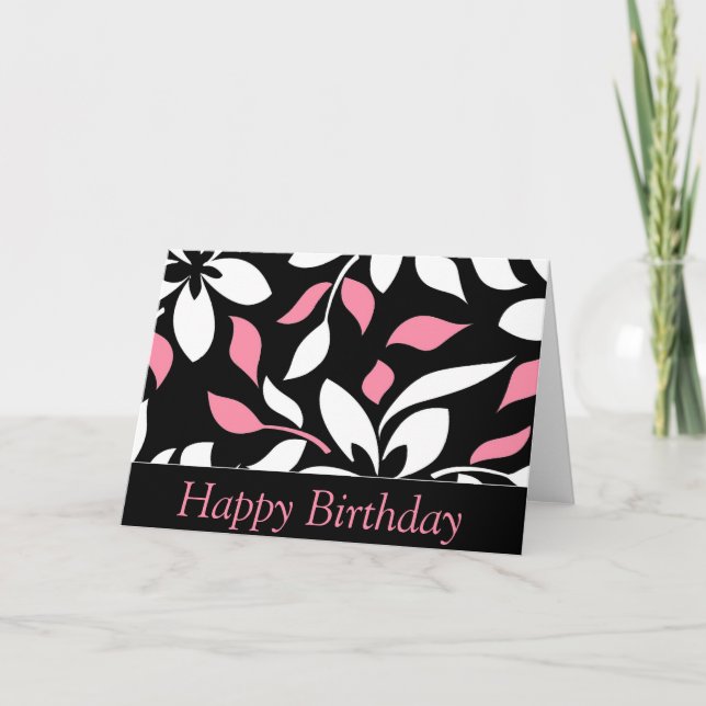 Elegante Patrón Floral Feliz Cumpleaños Tarjeta (Anverso)