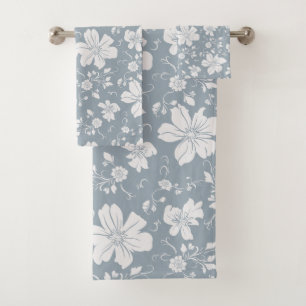 elegante patrón floral monocromo azul gris