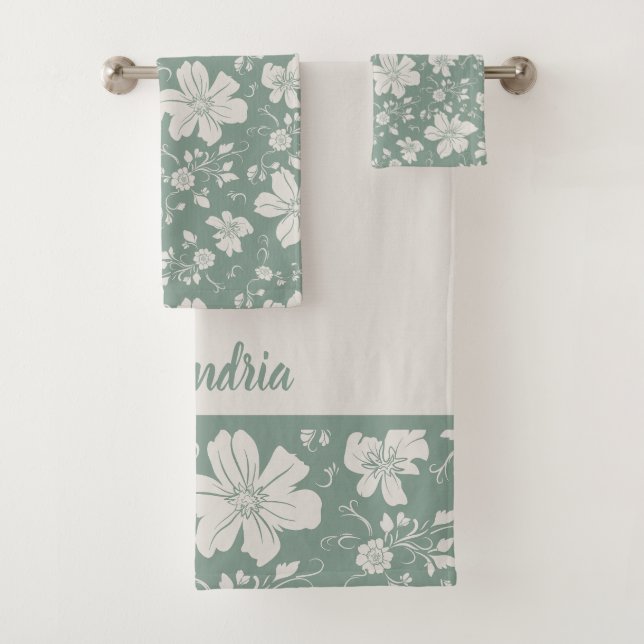 elegante patrón floral monocromo verde (In situ)