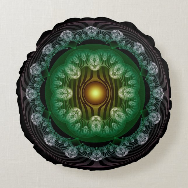 Elegante patrón fractal ornamental almohada redond (Anverso)