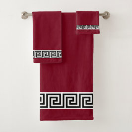 Elegante patrón griego negro en toalla de baño bor