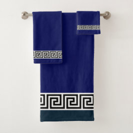 Elegante patrón griego negro sobre azul marino osc