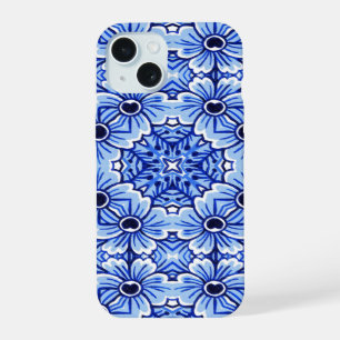 Elegante patrón holandés de arte floral azul Delft
