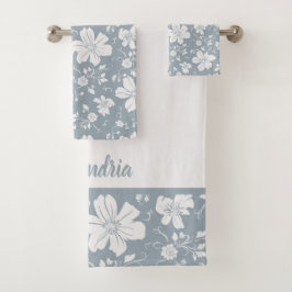 elegante patrón monocromático floral gris azul