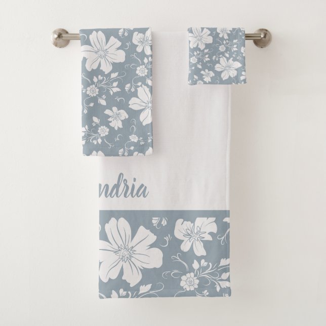 elegante patrón monocromático floral gris azul (In situ)