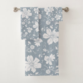 elegante patrón monocromático floral gris azul