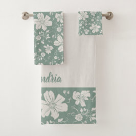 elegante patrón monocromo floral verde