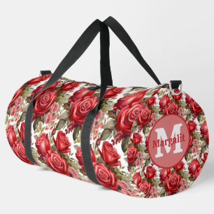 Elegante Patrón Roses Rojos Gran Bolsa Duffel