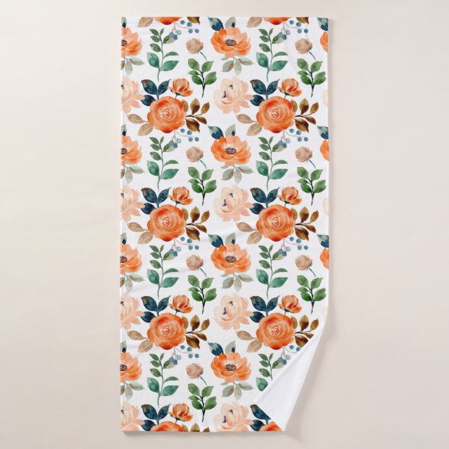Elegante patrón sin fisuras de flores de acuarela (Toalla de baño)