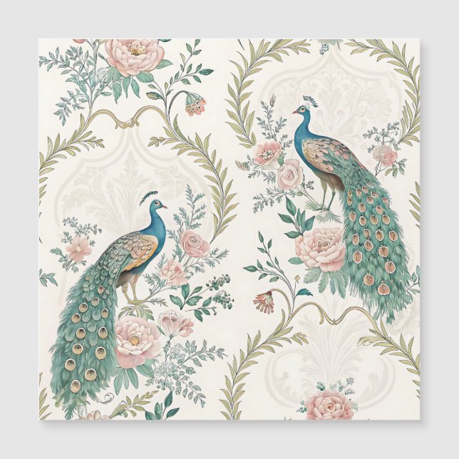 Elegante Pavón Floral Vintage (3) (Anverso)