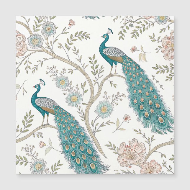 Elegante Pavón Floral Vintage (4) (Anverso)
