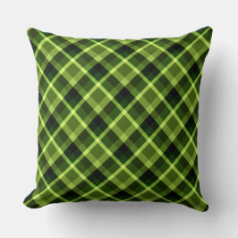 Elegante Pea Green Plaid Pattern Gran Cojín decora