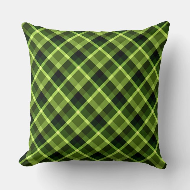 Elegante Pea Green Plaid Pattern Gran Cojín decora (Anverso)