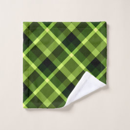 Elegante Pea Green Plaid Pattern Washcloth