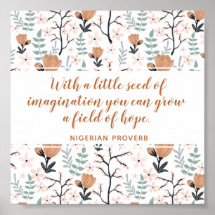 Elegante Peach Hope Cita Arte Inspirador Floral