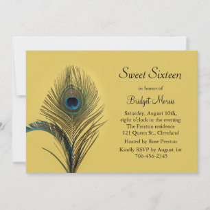 Elegante Peacock Dulce Invitación Amarillo