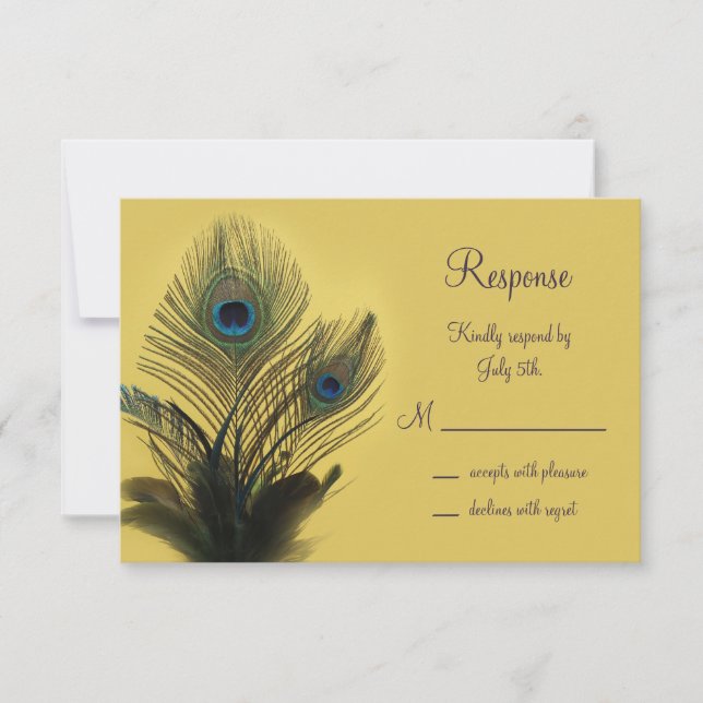 Elegante Peacock RSVP (amarillo) (Anverso)