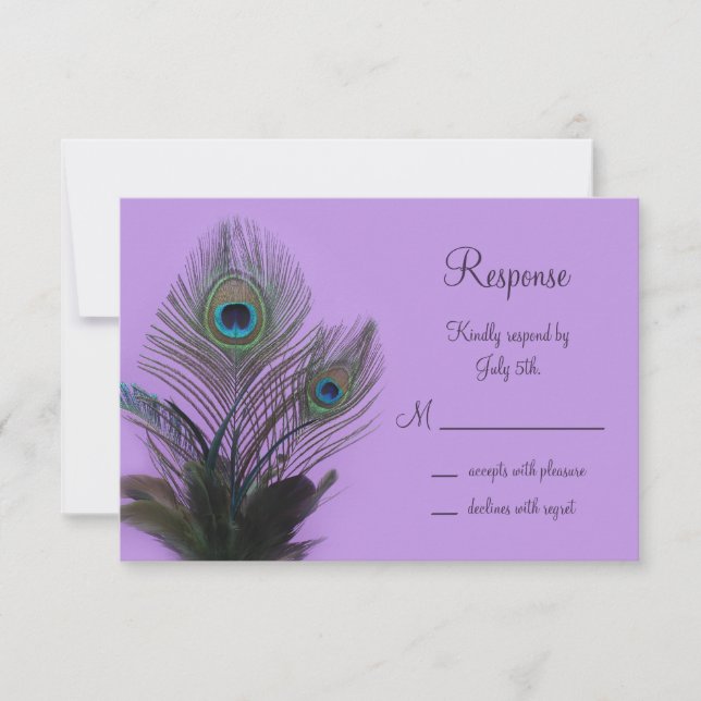 Elegante Peacock RSVP (púrpura) (Anverso)