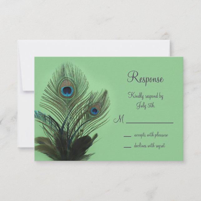 Elegante Peacock RSVP (verde) (Anverso)