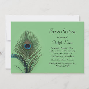 Elegante Peacock Sweet Dieciséis Invitaciones verd