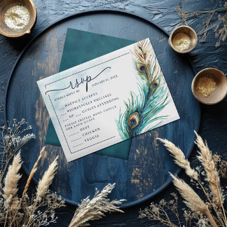 Elegante Peacock y Verde azulado - Exuberante tarj