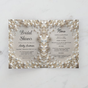 Elegante Pearls Bridal Shower Invitación
