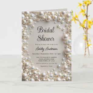 Elegante Pearls Bridal Shower Invitación