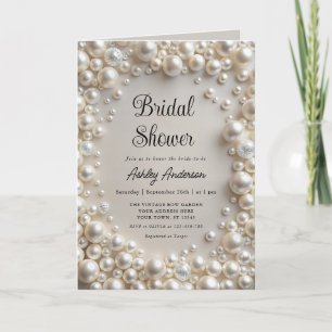 Elegante Pearls Bridal Shower Invitación