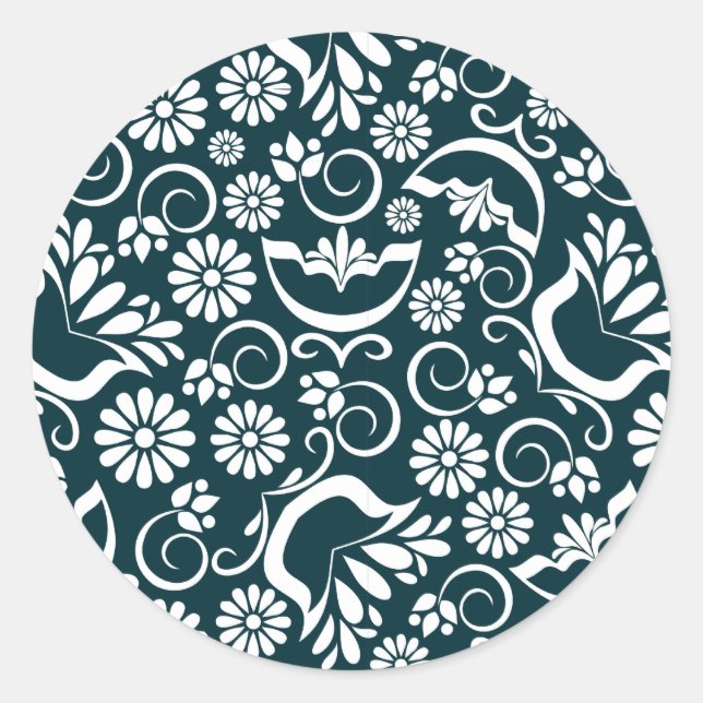 Elegante Pegatina blanco y negro (Anverso)