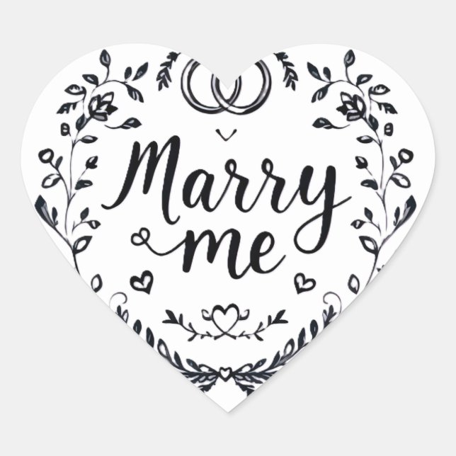 Elegante Pegatina Boda del corazón "Marry Me" 💍 ✨ (Anverso)