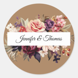 Elegante Pegatina Boda floral renacentista