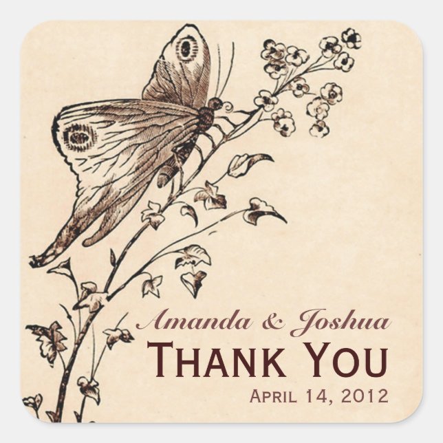 Elegante Pegatina Boda inspirado en la época de la (Anverso)