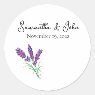 Elegante Pegatina Boda Lavender - Blank