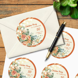 Elegante Pegatina de 50 Años de Floral