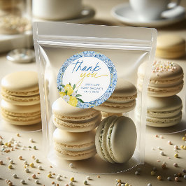 Elegante Pegatina de Baby Shower mediterráneo Lemo