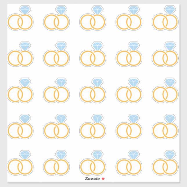 Elegante Pegatina de besar al anillo de bodas (Hoja)