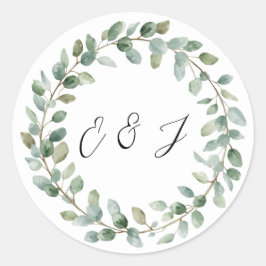 Elegante Pegatina de Boda de Favor Botánico y Sobr